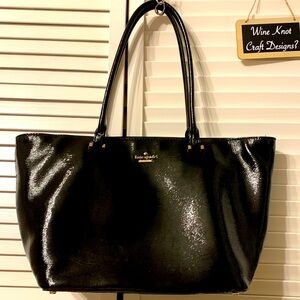 Kate Spade black textured patten leather tote